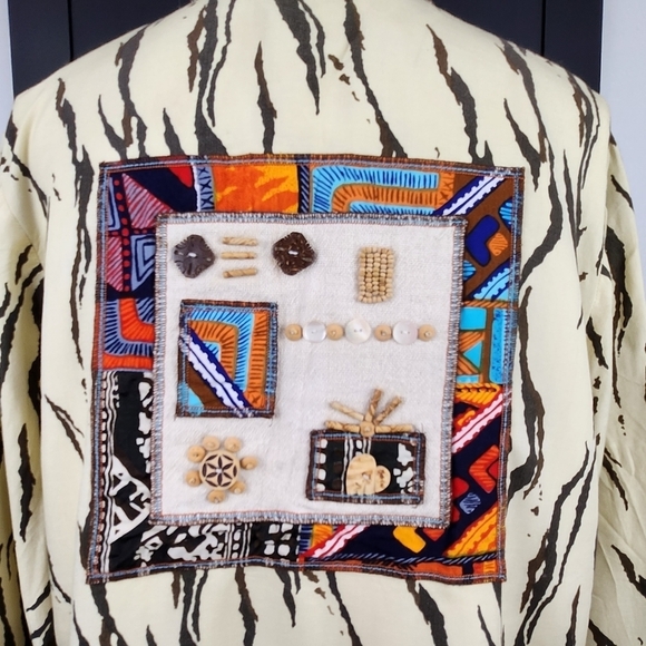 Vintage Cache African Style Patchwork Jacket Size Medium - Picture 9 of 10